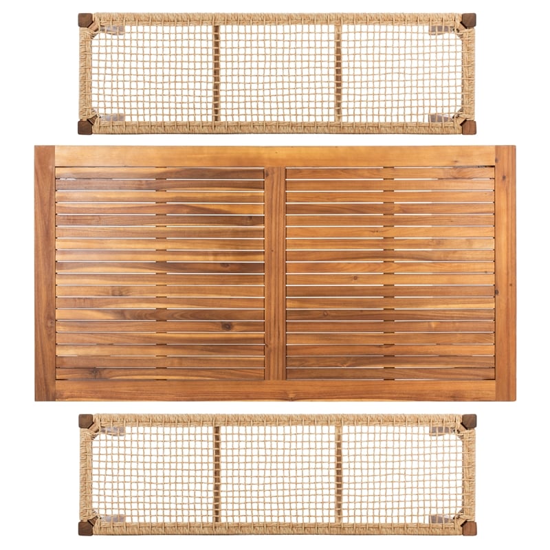 Safavieh Aquina Wood and Fabric Dining Set in Natural / Natural