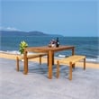 Safavieh Aquina Wood and Fabric Dining Set in Natural / Natural