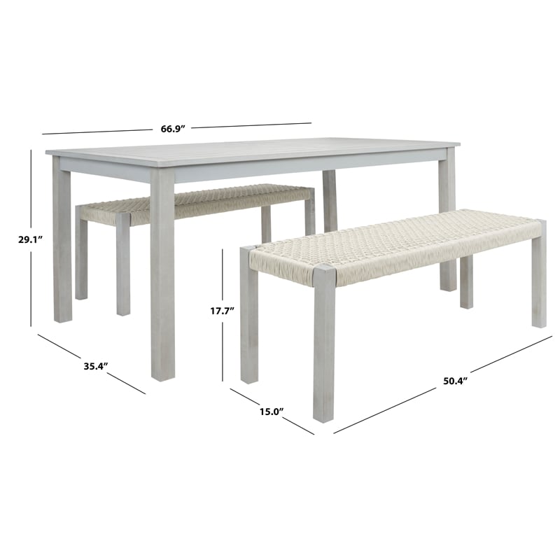 Safavieh Aquina Wood and Fabric Dining Set in Gray / Gray