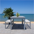 Safavieh Aquina Wood and Fabric Dining Set in Gray / Gray