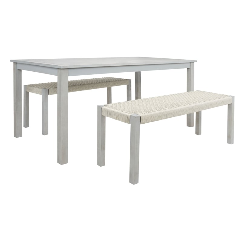Safavieh Aquina Wood and Fabric Dining Set in Gray / Gray