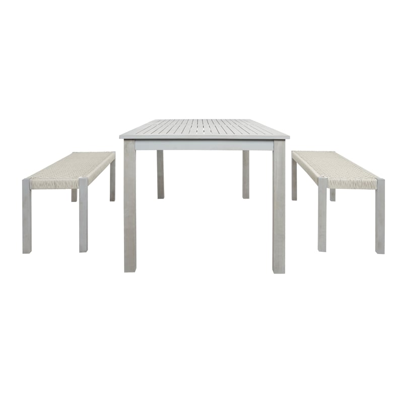 Safavieh Aquina Wood and Fabric Dining Set in Gray / Gray