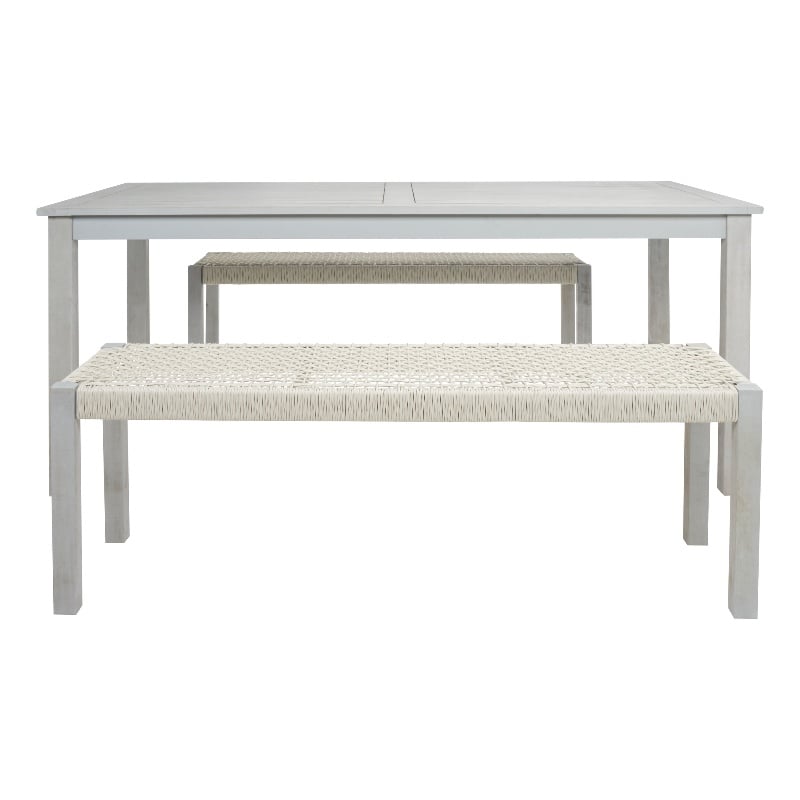 Safavieh Aquina Wood and Fabric Dining Set in Gray / Gray