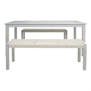 Safavieh Aquina Wood and Fabric Dining Set in Gray / Gray
