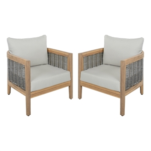 Safavieh Amanda Wood Chair Set Of 2 in Oak / Ivory