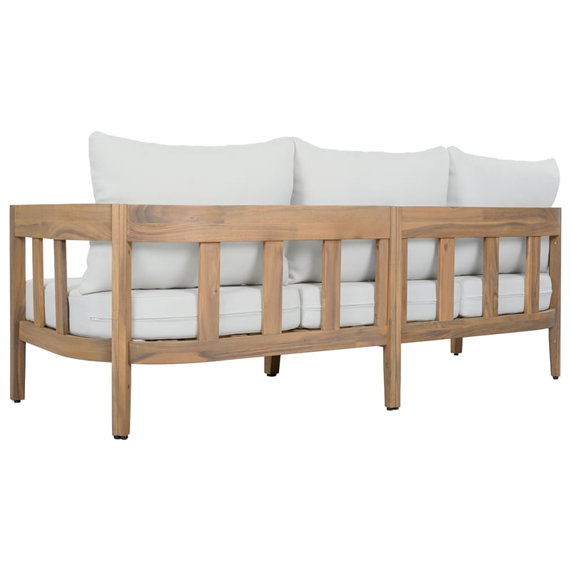 Safavieh Owen Wood 3 Seater Sofa in Oak / Ivory