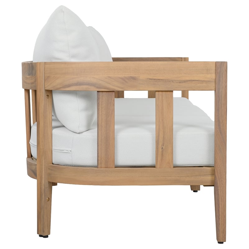 Safavieh Owen Wood 3 Seater Sofa in Oak / Ivory