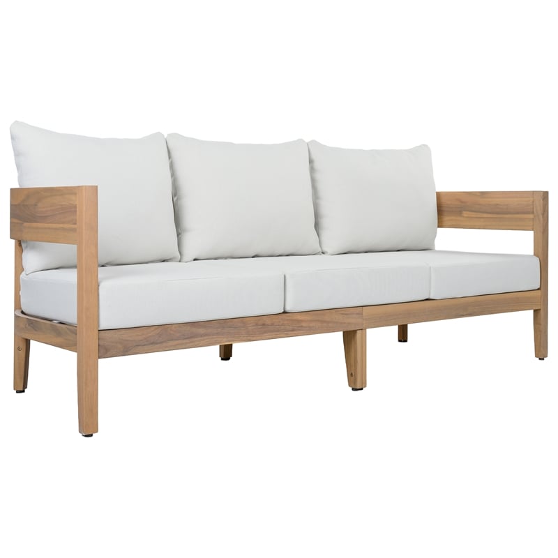 Safavieh Theo Wood  3 Seater Sofa in Oak / Ivory