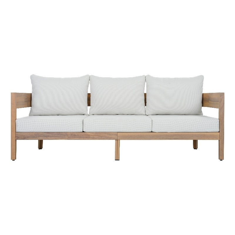 Safavieh Theo Wood  3 Seater Sofa in Oak / Ivory