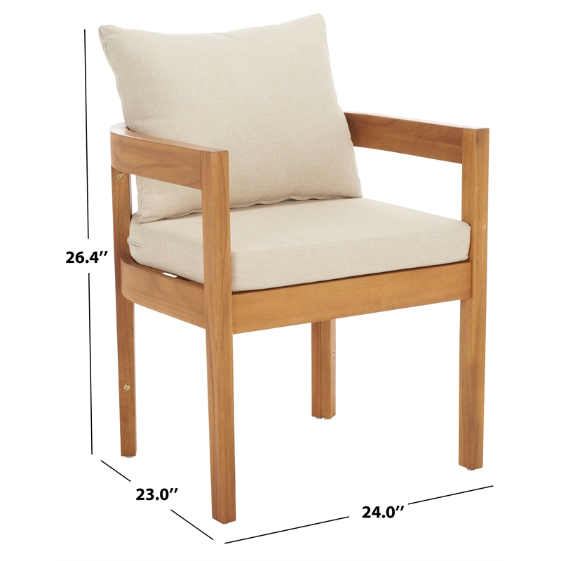 Safavieh Kento Wood Dining Chair Set of 2 in Natural / Taupe