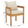 Safavieh Kento Wood Dining Chair Set of 2 in Natural / Taupe