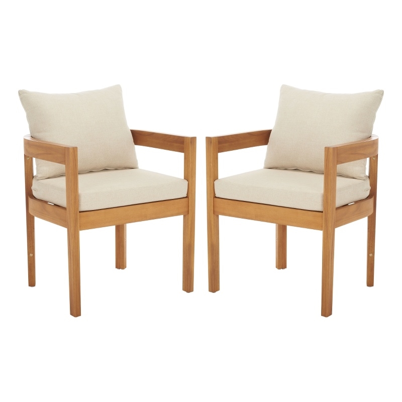 Safavieh Kento Wood Dining Chair Set of 2 in Natural / Taupe