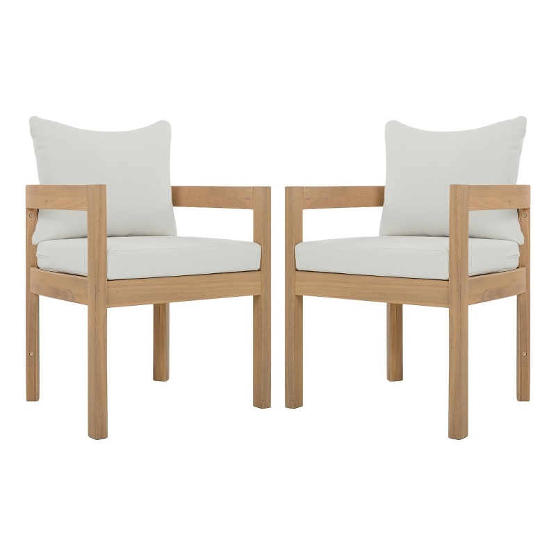 Safavieh Kento Wood Dining Chair Set of 2 in Oak / Ivory
