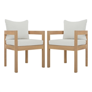 Safavieh Kento Wood Dining Chair Set of 2 in Oak / Ivory