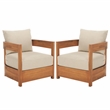 Safavieh Kento Wood Armchair Set of 2 in Natural / Taupe