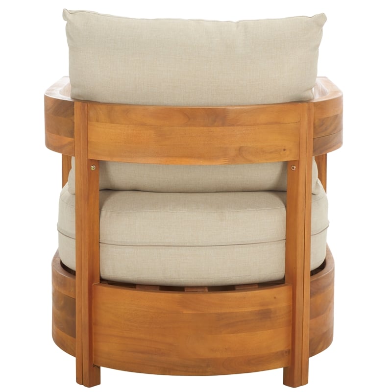 Safavieh Kento Wood Armchair Set of 2 in Natural / Taupe