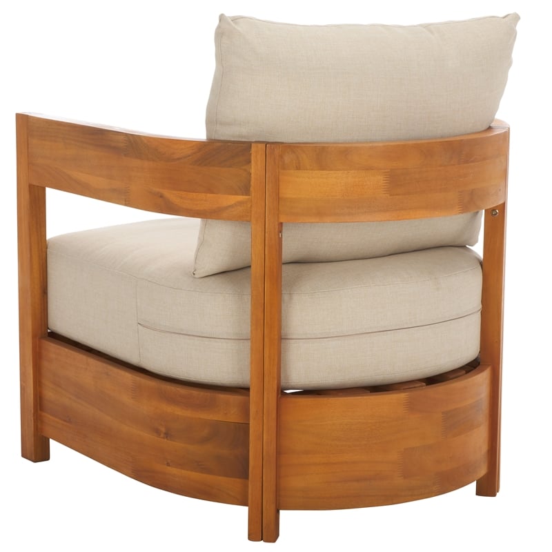 Safavieh Kento Wood Armchair Set of 2 in Natural / Taupe