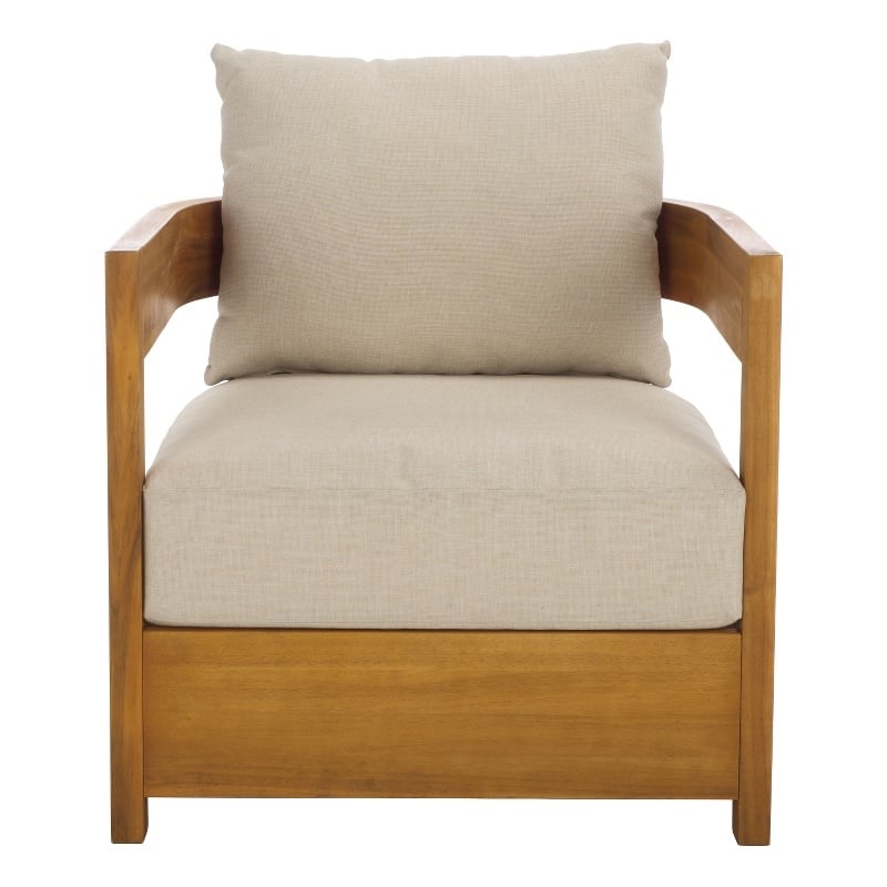 Safavieh Kento Wood Armchair Set of 2 in Natural / Taupe