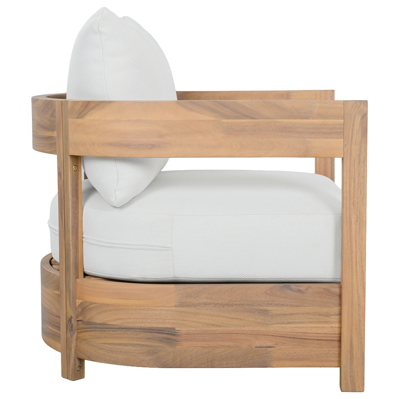 Safavieh Kento Wood Armchair Set of 2  in Oak / Ivory