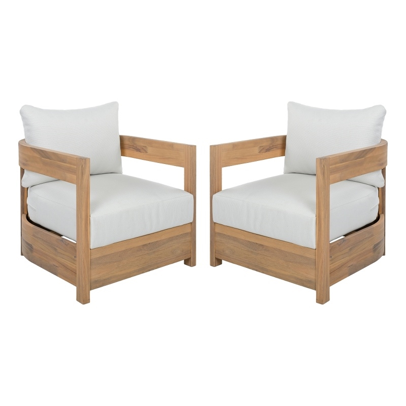 Safavieh Kento Wood Armchair Set of 2  in Oak / Ivory