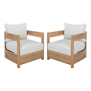 Safavieh Kento Wood Armchair Set of 2  in Oak / Ivory