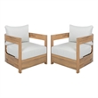 Safavieh Kento Wood Armchair Set of 2  in Oak / Ivory