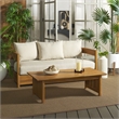 Safavieh Kento Wood 3 Seater Sofa in Natural / Taupe