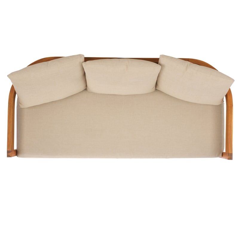 Safavieh Kento Wood 3 Seater Sofa in Natural / Taupe
