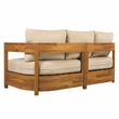 Safavieh Kento Wood 3 Seater Sofa in Natural / Taupe