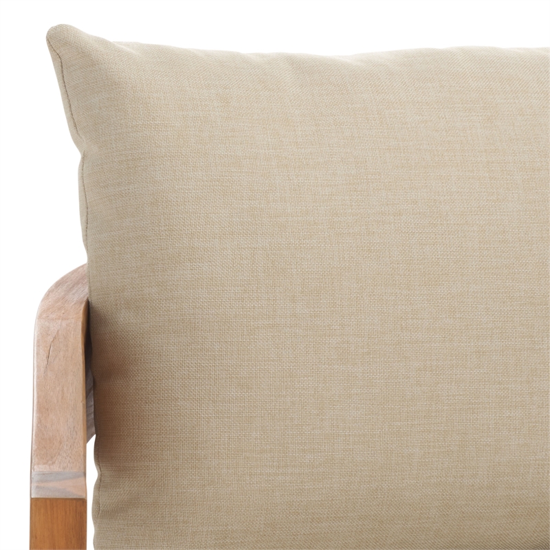 Safavieh Kento Wood 3 Seater Sofa in Natural / Taupe
