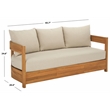 Safavieh Kento Wood 3 Seater Sofa in Natural / Taupe