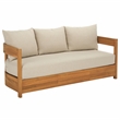 Safavieh Kento Wood 3 Seater Sofa in Natural / Taupe