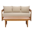 Safavieh Kento Wood 3 Seater Sofa in Natural / Taupe