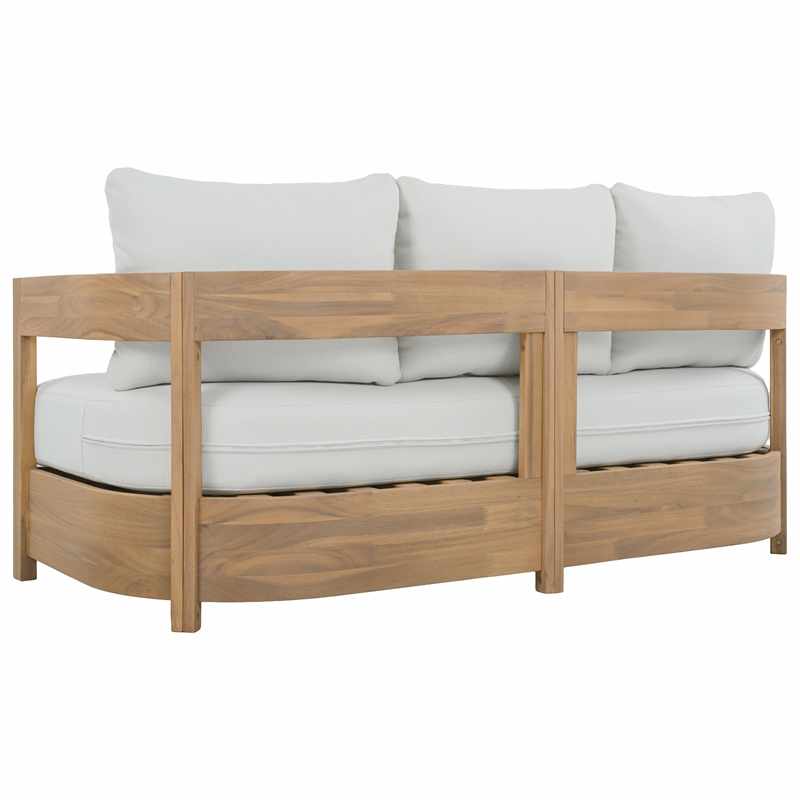 Safavieh Kento Wood 3 Seater Sofa  in Oak / Ivory