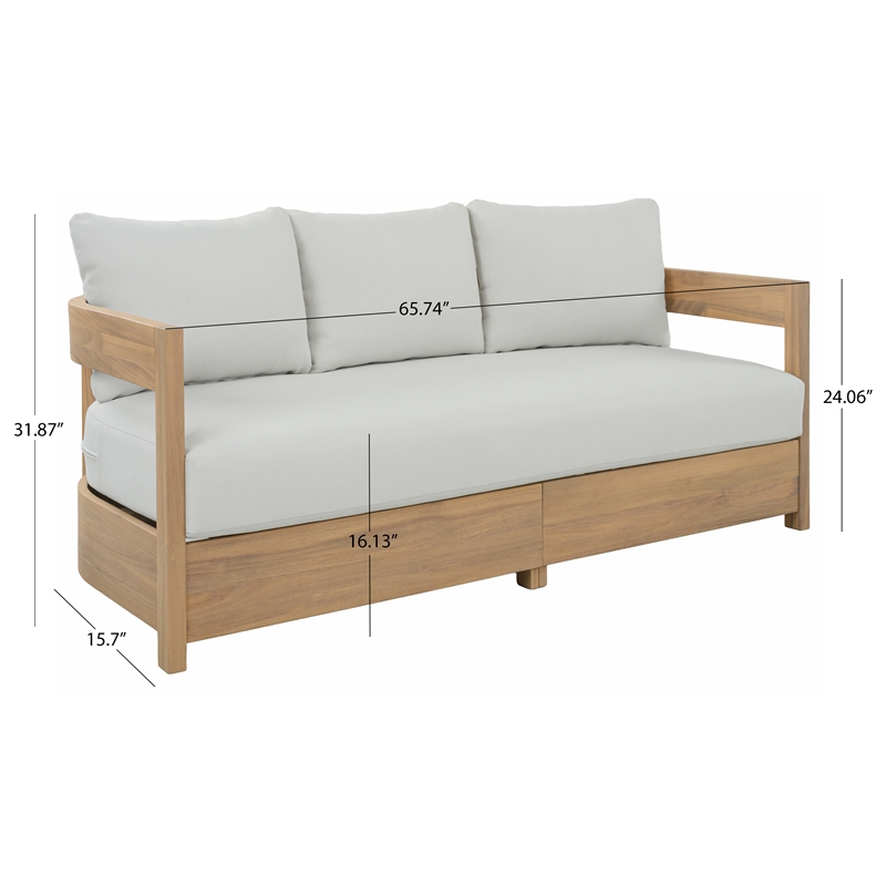 Safavieh Kento Wood 3 Seater Sofa  in Oak / Ivory
