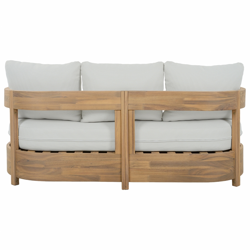 Safavieh Kento Wood 3 Seater Sofa  in Oak / Ivory