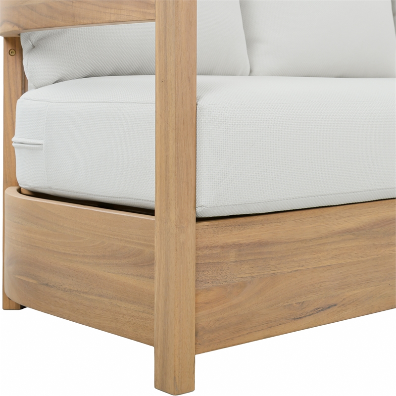 Safavieh Kento Wood 3 Seater Sofa  in Oak / Ivory
