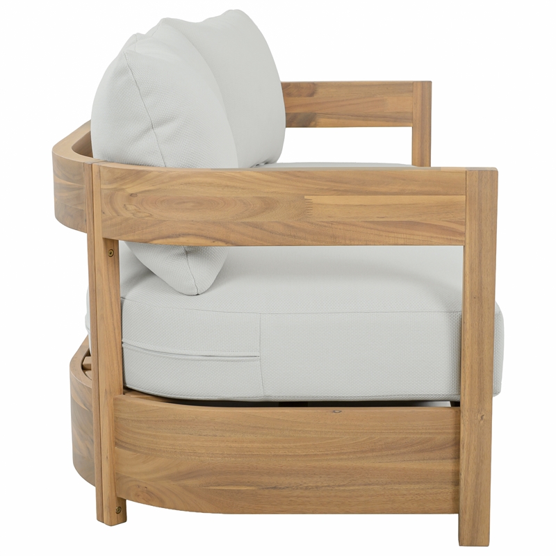 Safavieh Kento Wood 3 Seater Sofa  in Oak / Ivory