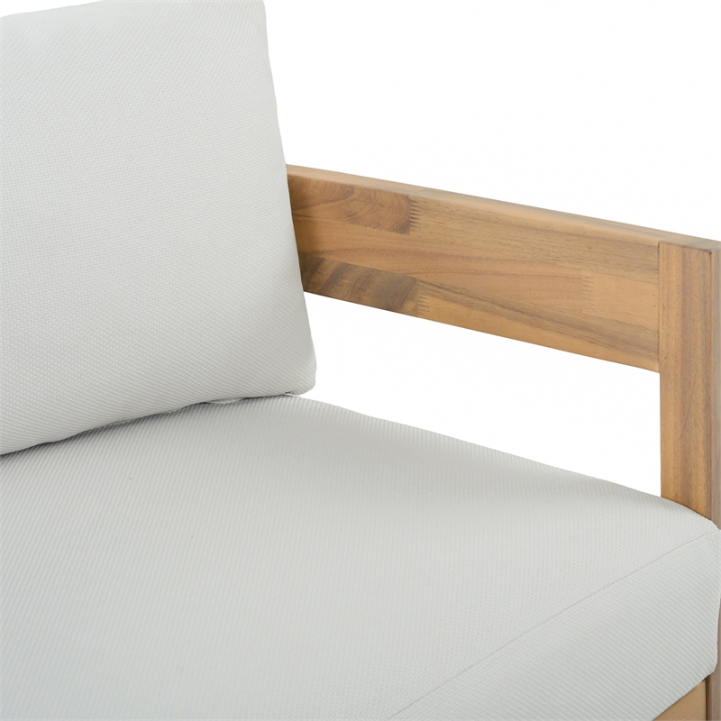 Safavieh Kento Wood 3 Seater Sofa  in Oak / Ivory