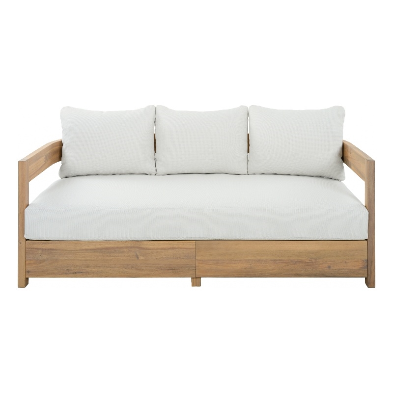 Safavieh Kento Wood 3 Seater Sofa  in Oak / Ivory