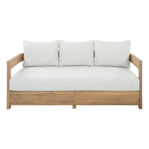 Safavieh Kento Wood 3 Seater Sofa  in Oak / Ivory