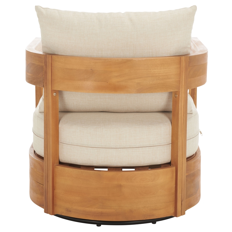 Safavieh Kento Wood Swivel Chair in Natural / Taupe
