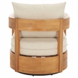 Safavieh Kento Wood Swivel Chair in Natural / Taupe