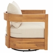 Safavieh Kento Wood Swivel Chair in Natural / Taupe