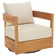 Safavieh Kento Wood Swivel Chair in Natural / Taupe