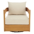 Safavieh Kento Wood Swivel Chair in Natural / Taupe