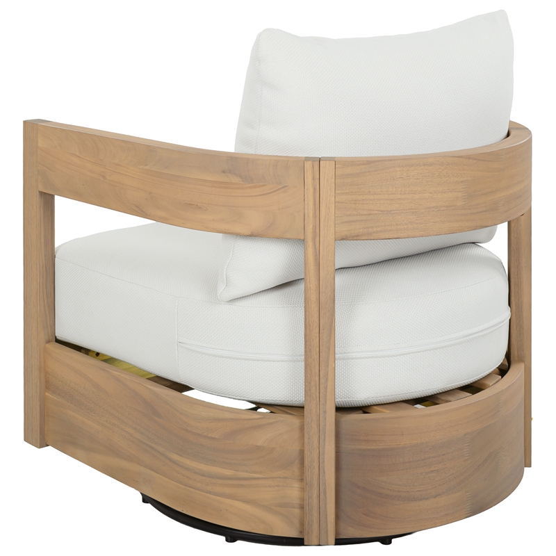 Safavieh Kento Wood Swivel Chair in Oak / Ivory