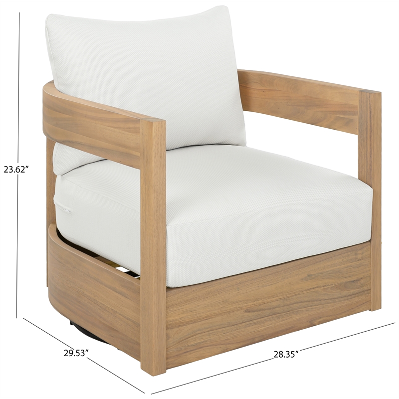 Safavieh Kento Wood Swivel Chair in Oak / Ivory