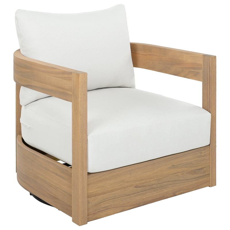 Safavieh Kento Wood Swivel Chair in Oak / Ivory