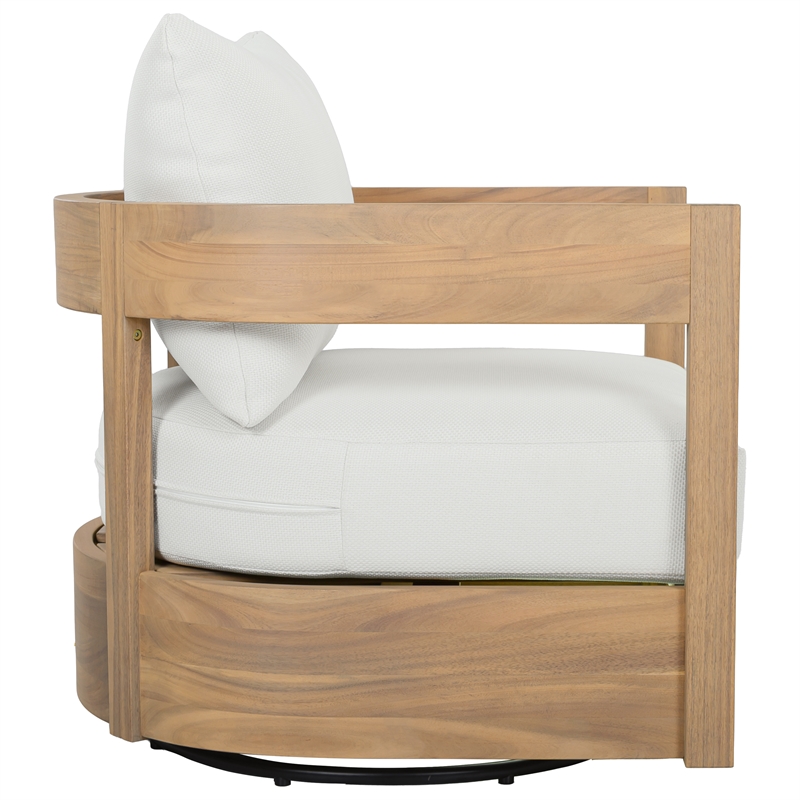 Safavieh Kento Wood Swivel Chair in Oak / Ivory